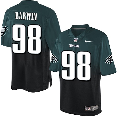 Men's Elite Connor Barwin Nike Jersey Midnight Green/Black - #98 Fadeaway NFL Philadelphia Eagles